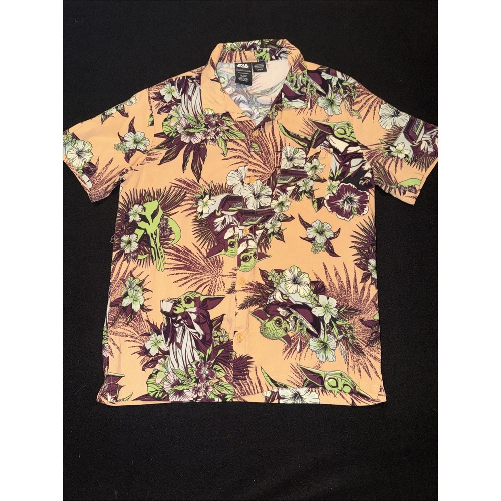 Star Wars Hawaiian Short Sleeve Baby Yoda‎ Mandelorian Mens Size Large